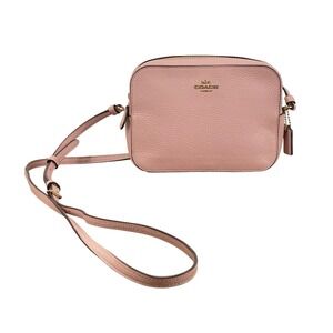 Coach Pebbled Leather Camera Bag 87734 Blossom Pink Crossbody Shoulder Bag